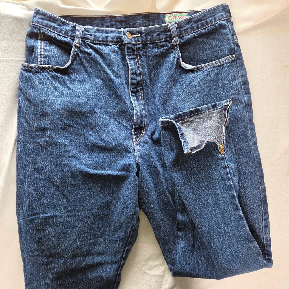 International Stefano Sportswear Vintage High Waisted Ankle Zip Jeans Blue 38